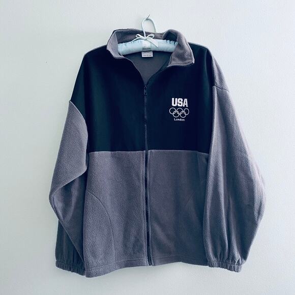 United States gray fleece Olympic zip up jacket - Picture 2 of 6